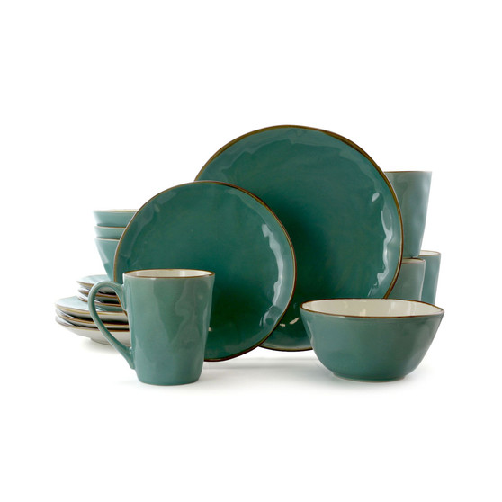 Caribbean Tide 16 Piece Luxurious Stoneware Dinnerware Set