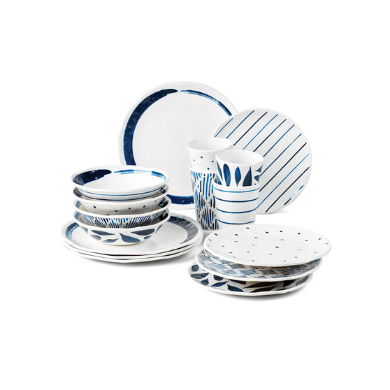 Blue Bay Melamine 16-Piece Dinnerware Set