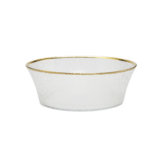 Pebbled Glass Bowl Raised Rim with Border