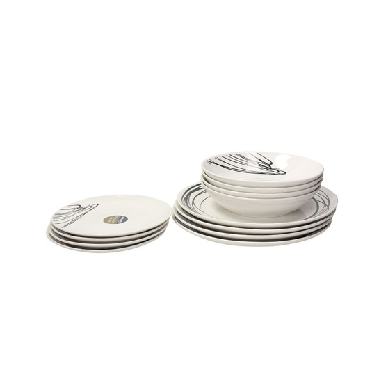 Graphic Arts 12 Piece Dinnerware Set, Service for 4