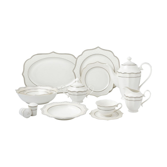 57 Piece Mix and Match Bone China Dinnerware Set, Service for 8