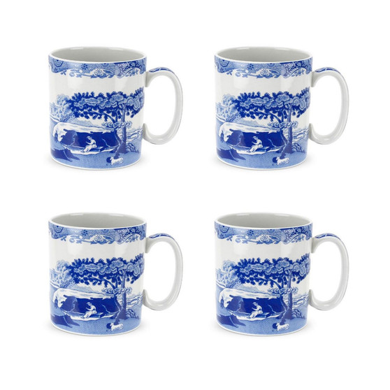 Blue Italian Mugs, Set of 4