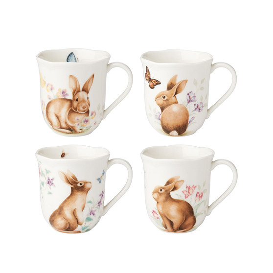 Butterfly Meadow Bunny Mug Set, Set of 4