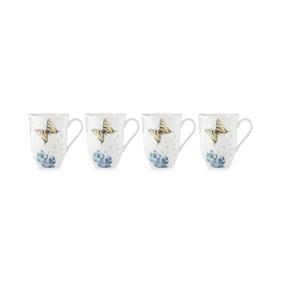 Butterfly Meadow Hydrangea Collection 4-Pc. Mug Set