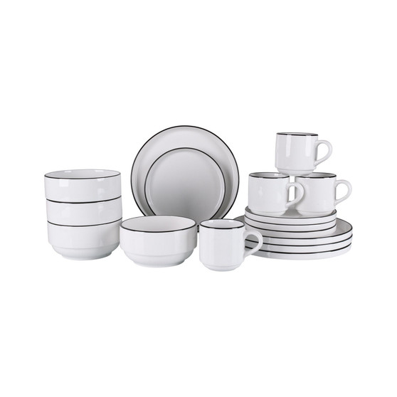 Stackable 16 Piece Dinnerware Set, Service for 4