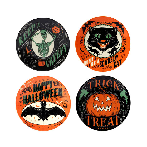 Scaredy Cat Canape Plates, Set of 4
