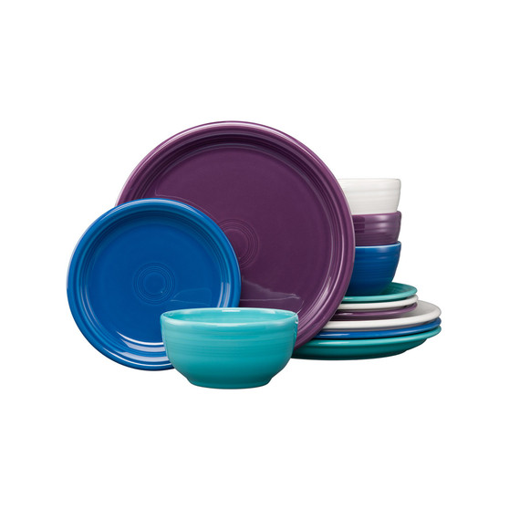 Mixed Coastal Colors Bistro 12-Pc. Dinnerware Set, Service for 4