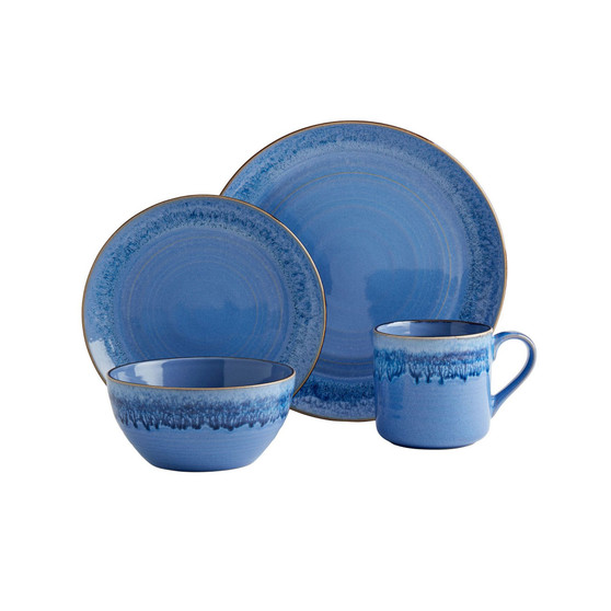 Atlantis Blue 16 PC Dinnerware Set, Service for 4
