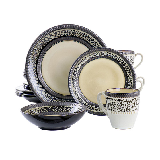 Desert Sand 16 Piece Stoneware Dinnerware Set, Service for 4
