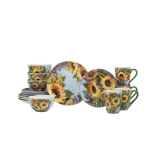 Sunflower Bouquet  16 PC-Dinnerware Set, Service for 4