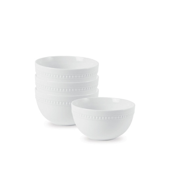 Everyday Whiteware Beaded Soup Cereal Bowl 4 Piece Set