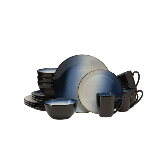 Gourmet Basics by asher blue 16 pc dinnerware set, service for 4