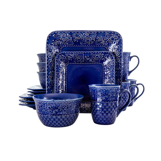 Chiffon 16 Piece Square Dinnerware Set, Service for 4