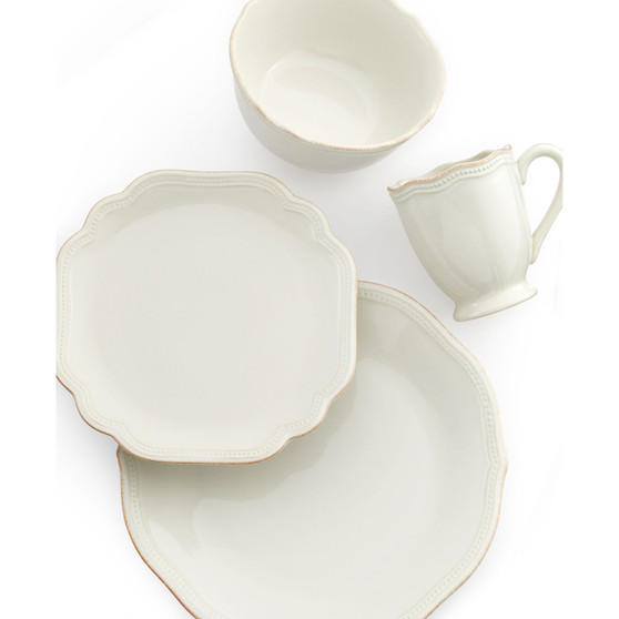 Dinnerware, French Perle Bead White 4-Piece Place Setting