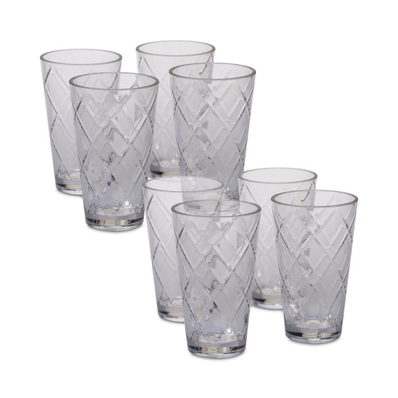 Clear Diamond Acrylic 8-Pc. Iced Tea Glass Set