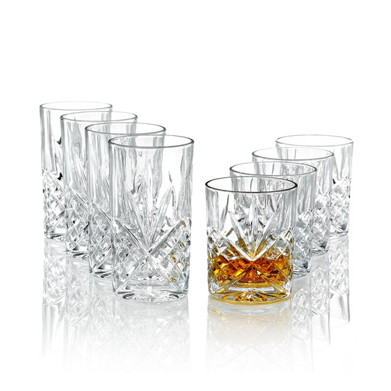 Barware, Dublin Double Old-Fashioned and Highball Glasses, Set of 8