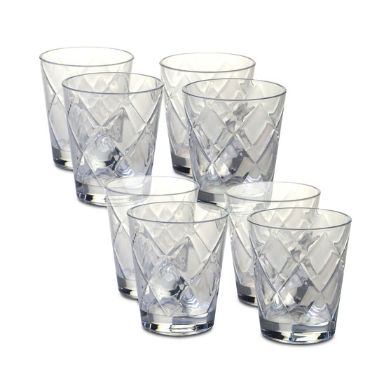 Clear Diamond Acrylic 8-Pc. Double Old Fashioned Glass Set