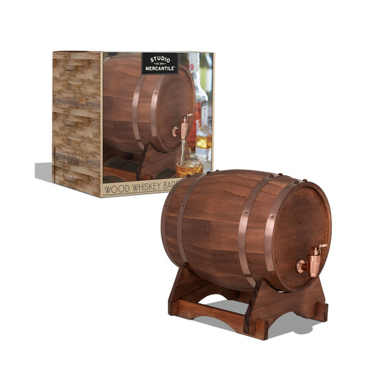 Miniature Wood Whiskey Barrel Dispenser