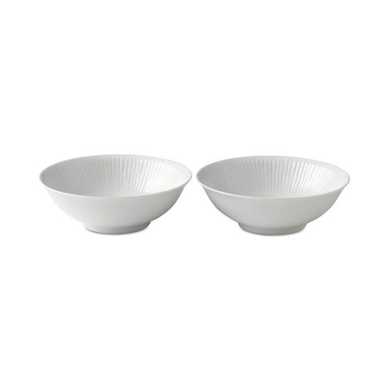 White Fluted Cereal Bowls, Set of 2