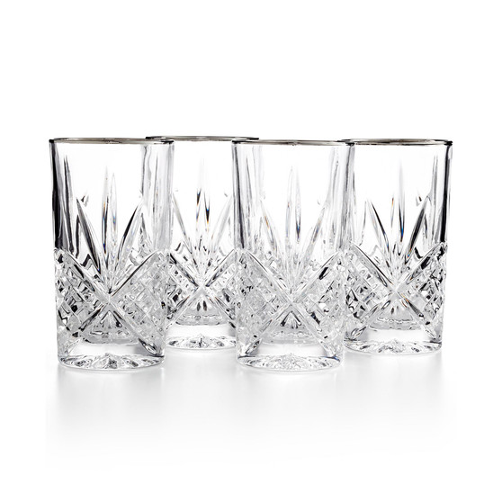 Dublin Platinum Highball Glasses, Set of 4