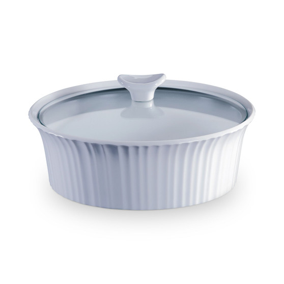 French White 2.5-Qt. Round Casserole with Glass Lid