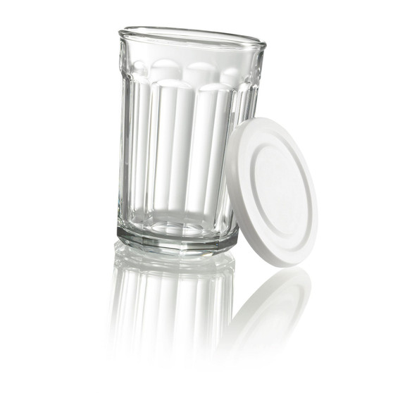 Working Glass Cooler + White Storage Lids - Set of 4