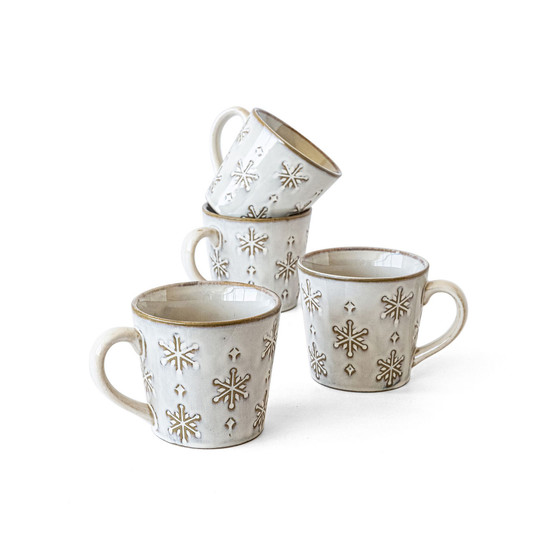 Snowflake Mugs, Set of 4