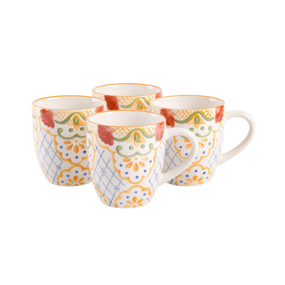 Tierra Mosaic Hand-Painted 4 Piece Mug Set