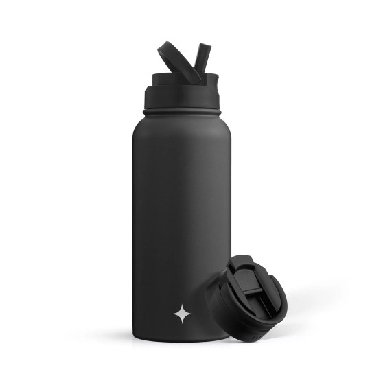 Water Bottle with Flip Lid, Sport Straw Lid, 32 oz