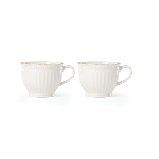 French Perle Groove Latte Mug Set, 2 Piece