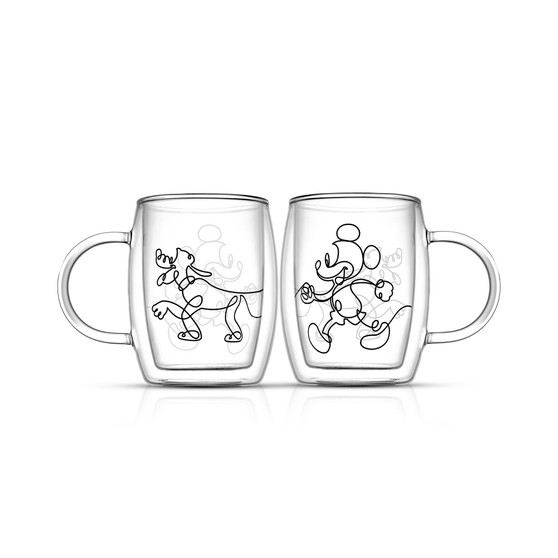 JoyJolt Mickey and Pluto Espresso Mugs Set, 2 Piece