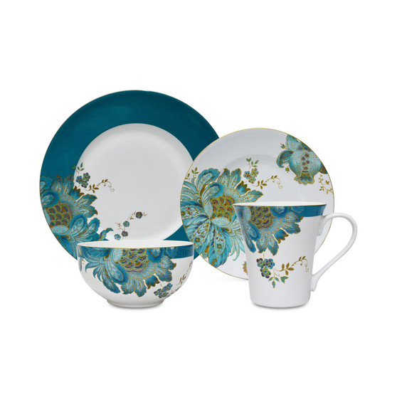 Eliza Teal 16-Pc. Dinnerware Set, Service for 4