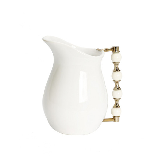 Pitcher with Beaded Handle, 7" x 8"