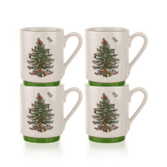 Christmas Tree Stacking Mugs, Set of 4