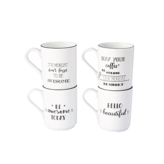 Be Happy 4-Piece Mug Set