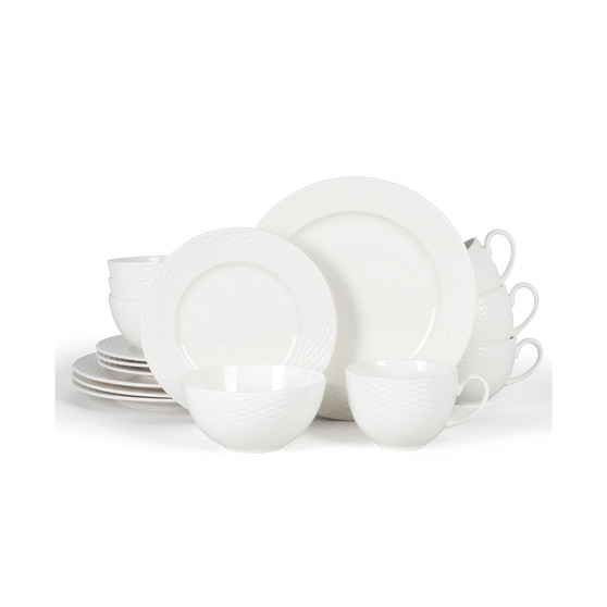 Maepoole Embossed 16 Piece Dinnerware Set, Service for 4