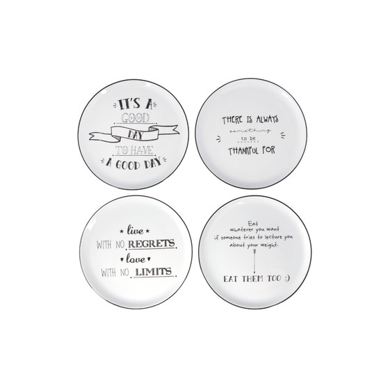 Be Happy 4-Piece Cake Plate Set