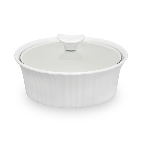 French White 1.5-Qt. Round Casserole with Glass Lid