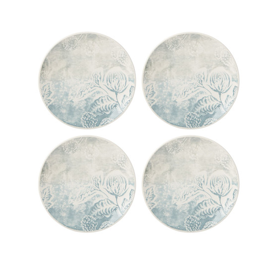 Textured  Neutrals Floral Accent Plates Set/4