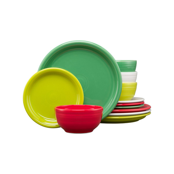 Mixed Colors Holiday Bistro 12-PC Dinnerware Set, Service for 4