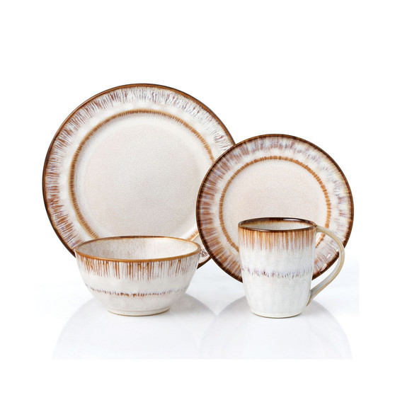 Stoneware Mocca Swirl, Set of 16