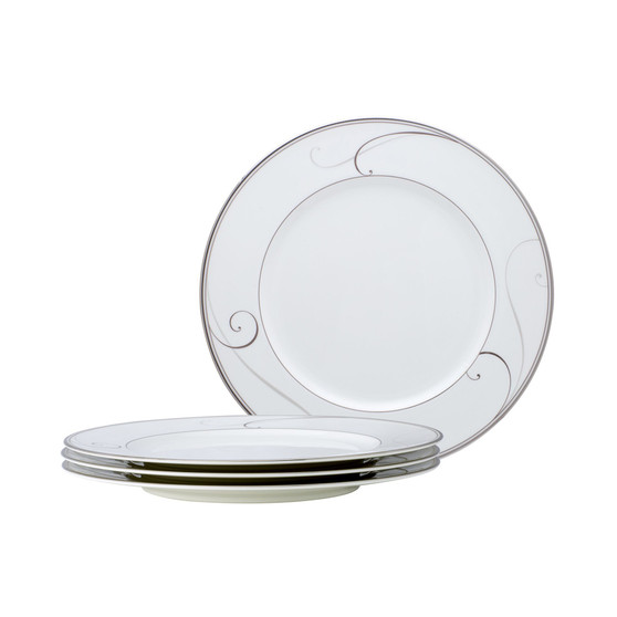 Platinum Wave Set of 4 Dinner Plates, Service For 4