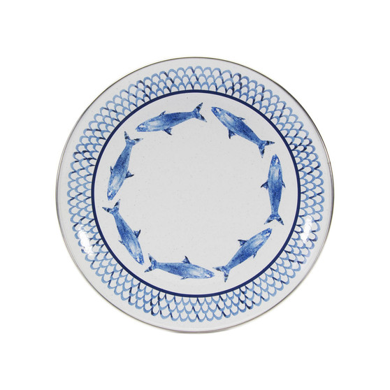 Fish Camp Enamelware Dinner Plates, Set of 4