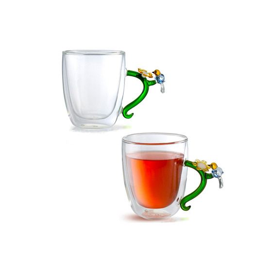 Botanical Double Wall Mugs, Set of 2, 10.5 Oz
