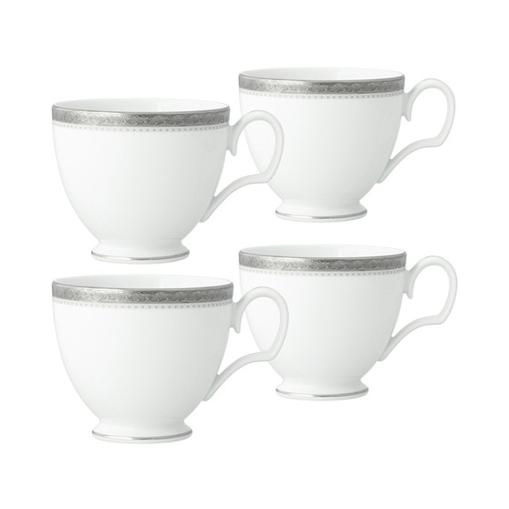 Charlotta Platinum 4 Piece Cups Set, Service for 4