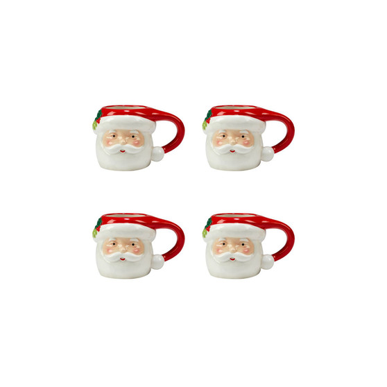 Holiday Magic Santa 4 Piece 3D Mug Set