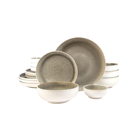 Resona Moss Green 16 Piece Dinnerware Set, Service for 4