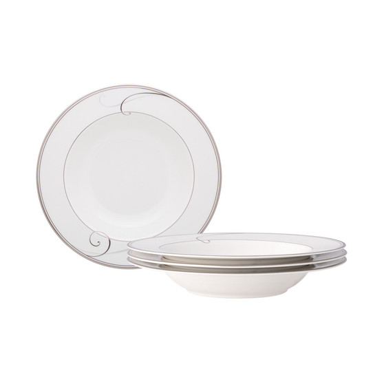 Platinum Wave Set of 4 Soup Bowls, Service For 4