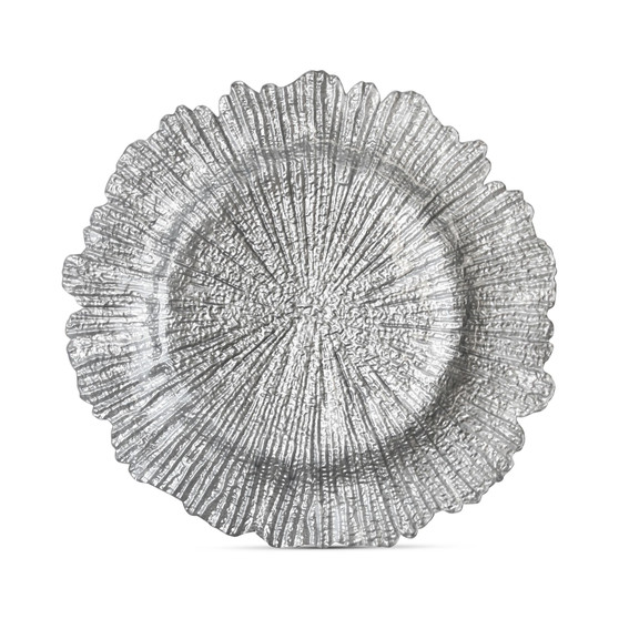 Jay Import Glass Silver-Tone Reef Charger Plate