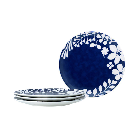 Bluefjord Floral 4 Piece Coupe Dinner Plates Set, Service for 4